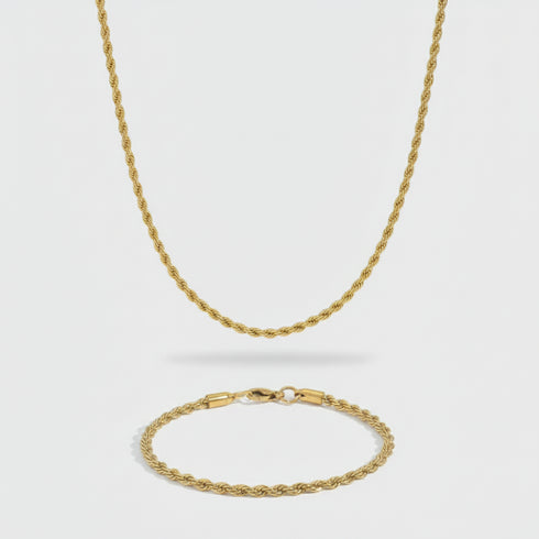 3mm Rope Chain + Bracelet Stack