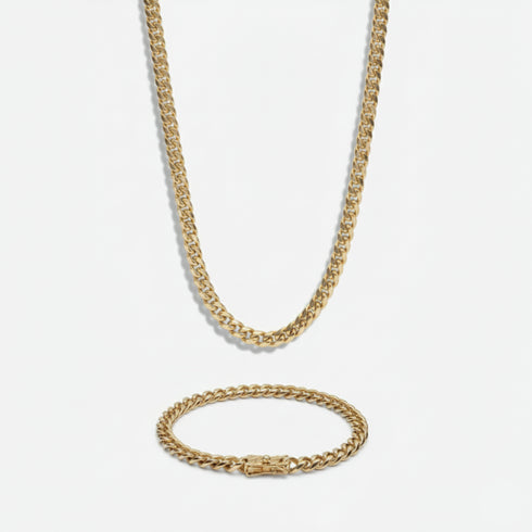 6mm Miami Cuban Link Chain + Bracelet Stack
