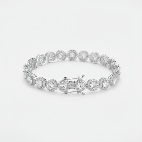 8mm Round Cut Cluster Bracelet