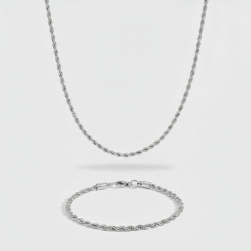 3mm Rope Chain + Bracelet Stack