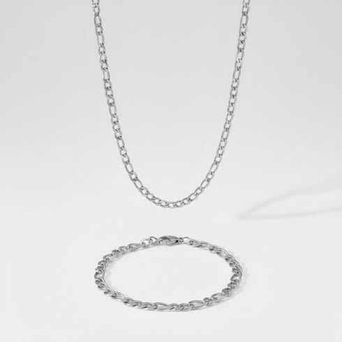 5mm Figaro Link Chain + Bracelet Stack