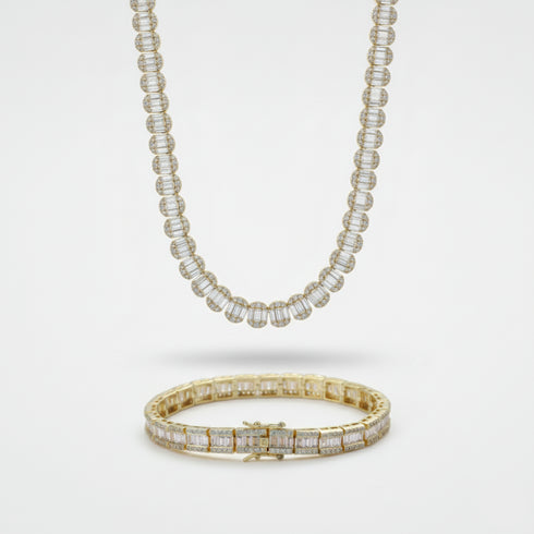 7mm Baguette Cluster Chain + Bracelet Stack