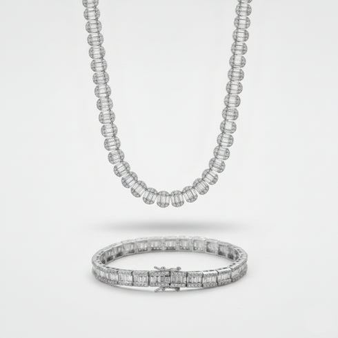 7mm Baguette Cluster Chain + Bracelet Stack