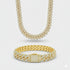 12mm Prong Set Cuban Chain + Bracelet Stack