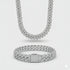12mm Prong Set Cuban Chain + Bracelet Stack