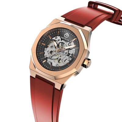 Rose Gold • Crimson Red Strap