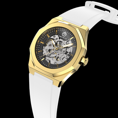 Gold Bezel • White Strap