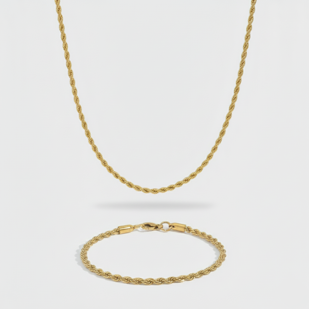 3mm Rope Chain + Bracelet Stack