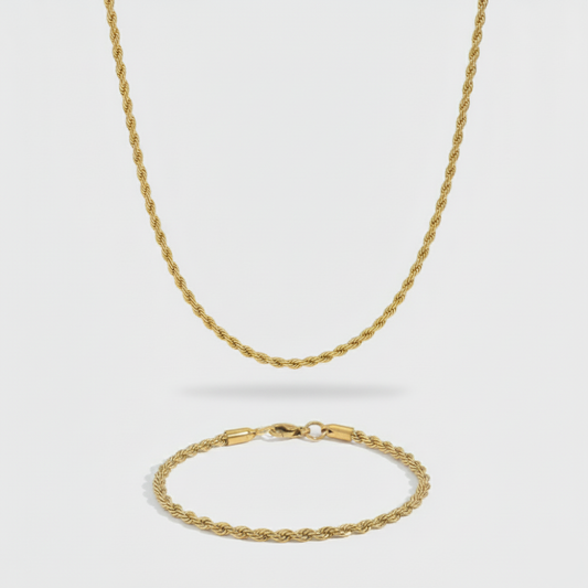 3mm Rope Chain + Bracelet Stack