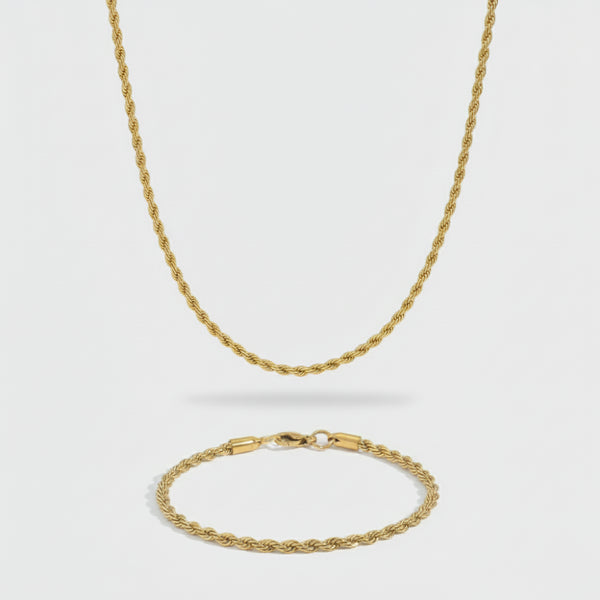 3mm Rope Chain + Bracelet Stack
