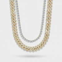 20mm Cuban Link & 5mm Tennis Chain Stack