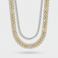 20mm Cuban Link & 5mm Tennis Chain Stack