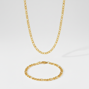 5mm Figaro Link Chain + Bracelet Stack