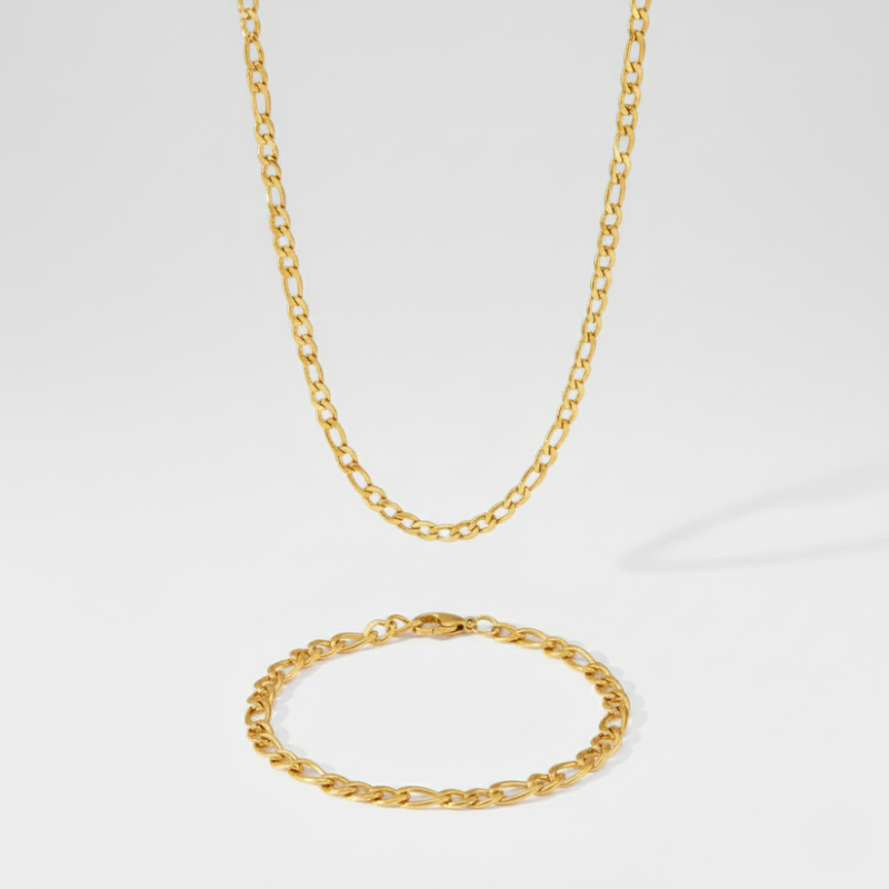 5mm Figaro Link Chain + Bracelet Stack
