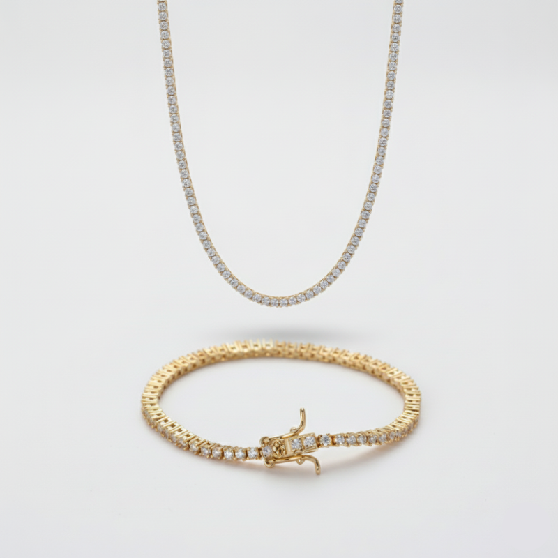 2mm Tennis Chain + Bracelet Stack