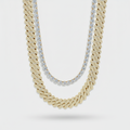 12mm Iced Cuban + 5mm Tennis Chain Stack
