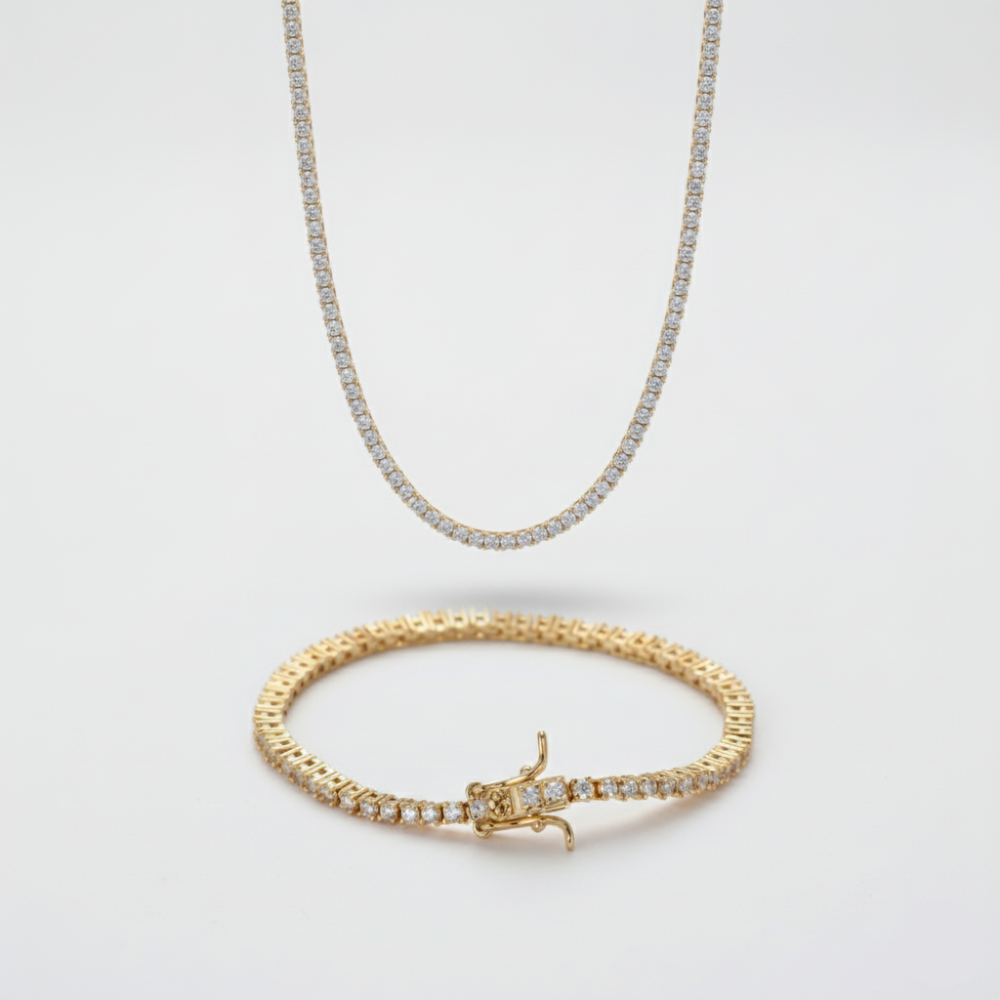 2mm Tennis Chain + Bracelet Stack