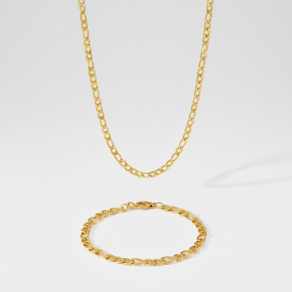 5mm Figaro Link Chain + Bracelet Stack