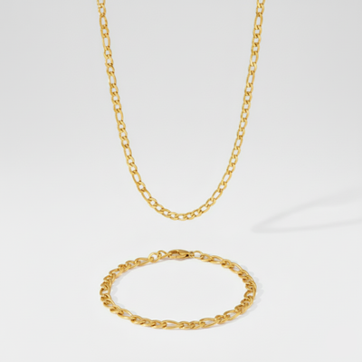 5mm Figaro Link Chain + Bracelet Stack