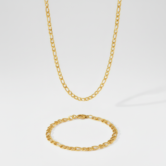 5mm Figaro Link Chain + Bracelet Stack