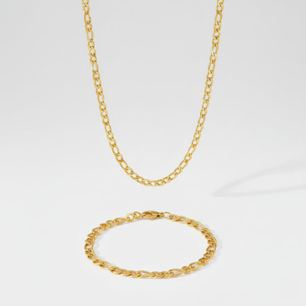 5mm Figaro Link Chain + Bracelet Stack