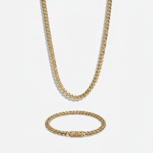 6mm Miami Cuban Link Chain + Bracelet Stack