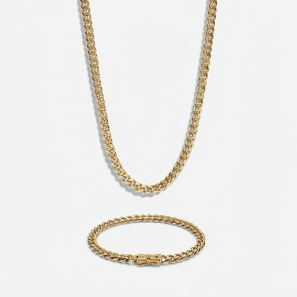 6mm Miami Cuban Link Chain + Bracelet Stack