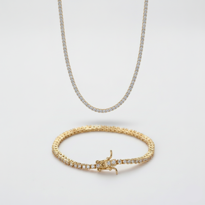 2mm Tennis Chain + Bracelet Stack