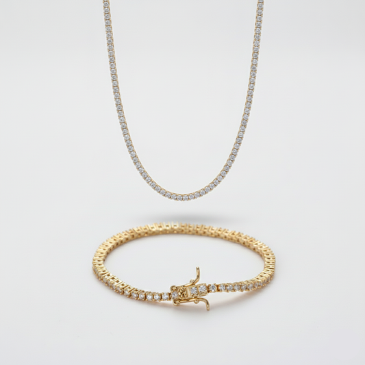 2mm Tennis Chain + Bracelet Stack