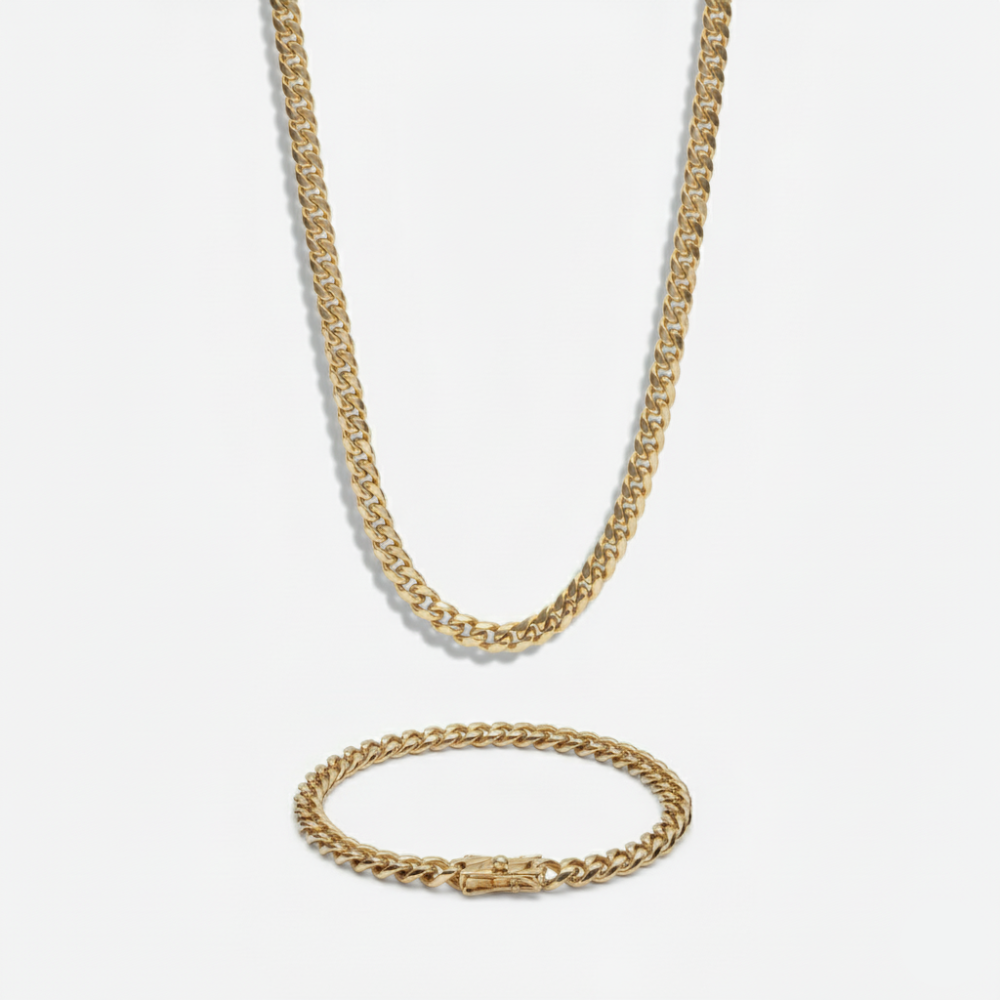 6mm Miami Cuban Link Chain + Bracelet Stack