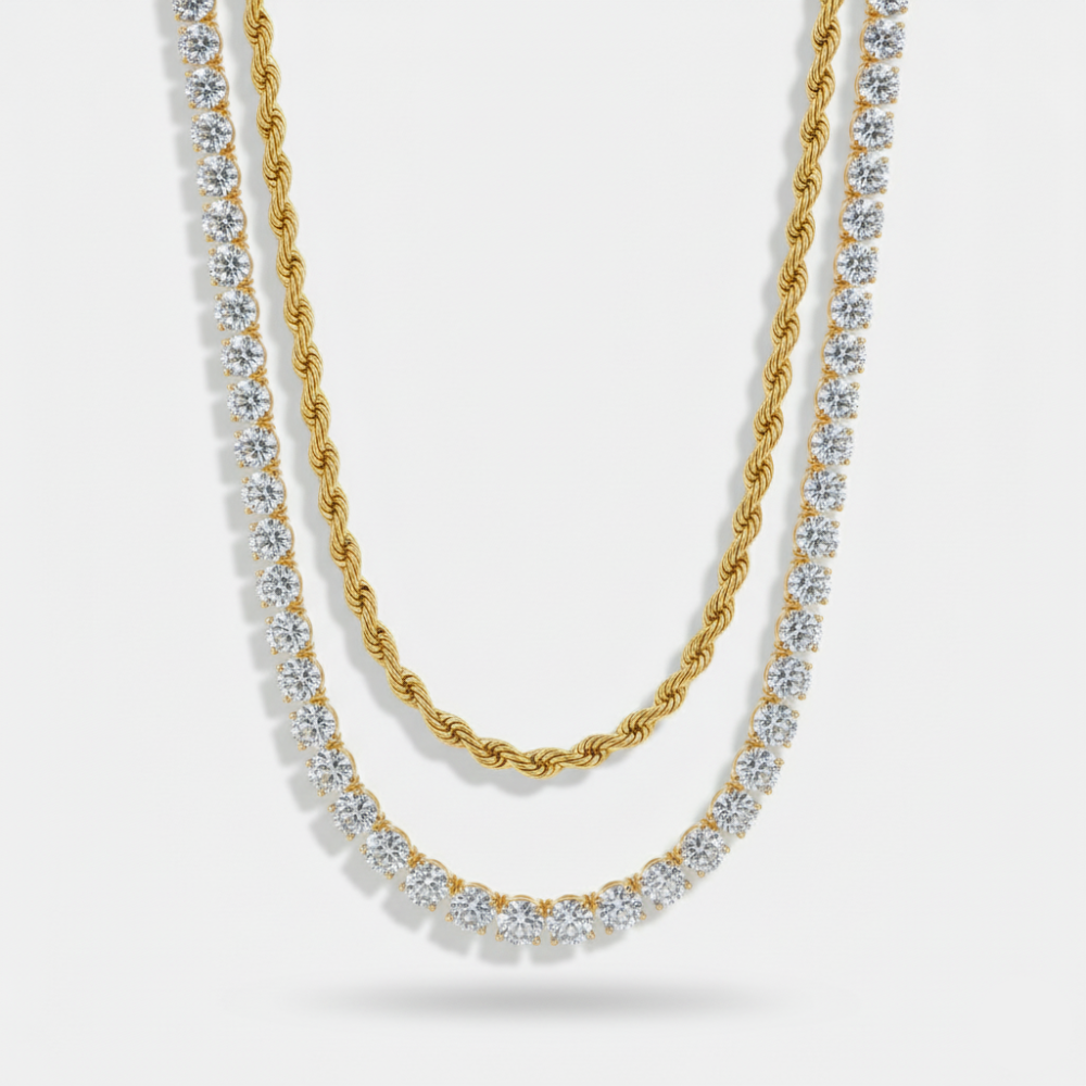 5mm Tennis + 5mm Rope Chain Set