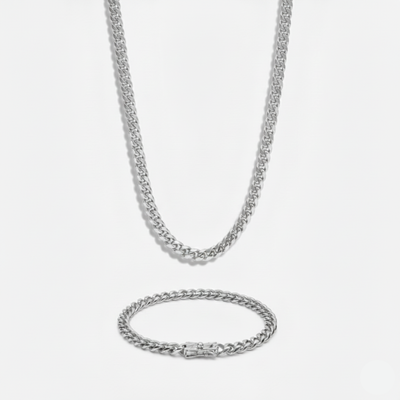 6mm Miami Cuban Link Chain + Bracelet Stack