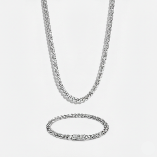 6mm Miami Cuban Link Chain + Bracelet Stack