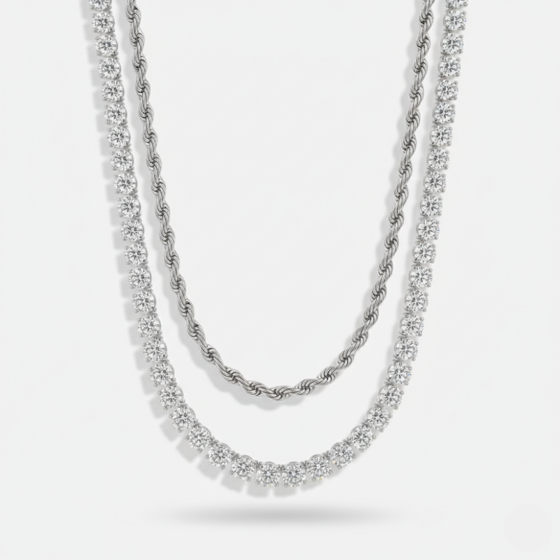 5mm Tennis + 5mm Rope Chain Stack