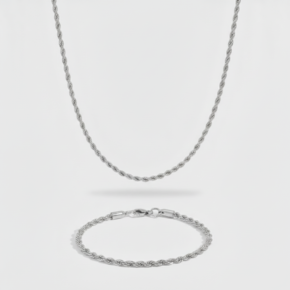 3mm Rope Chain + Bracelet Stack