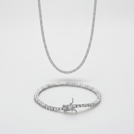 2mm Tennis Chain + Bracelet Stack