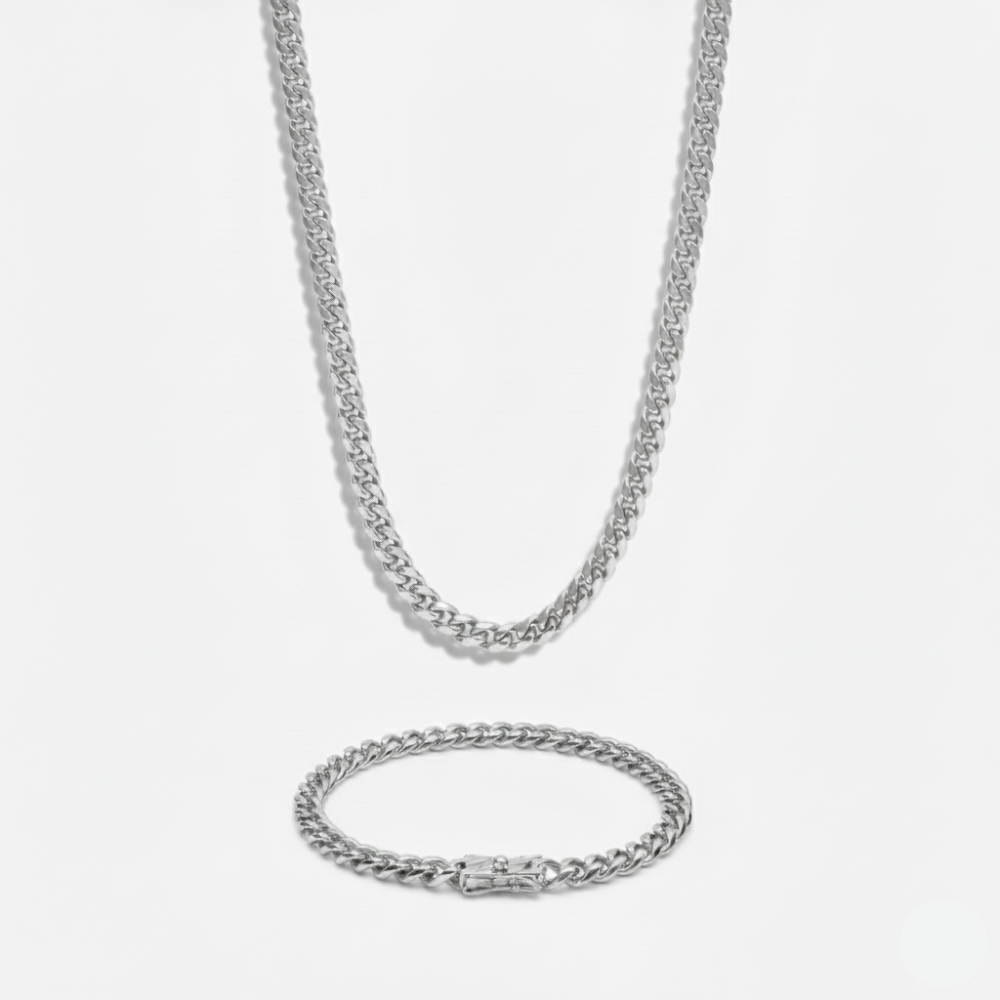 6mm Miami Cuban Link Chain + Bracelet Stack
