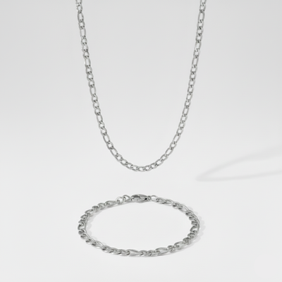 5mm Figaro Link Chain + Bracelet Stack