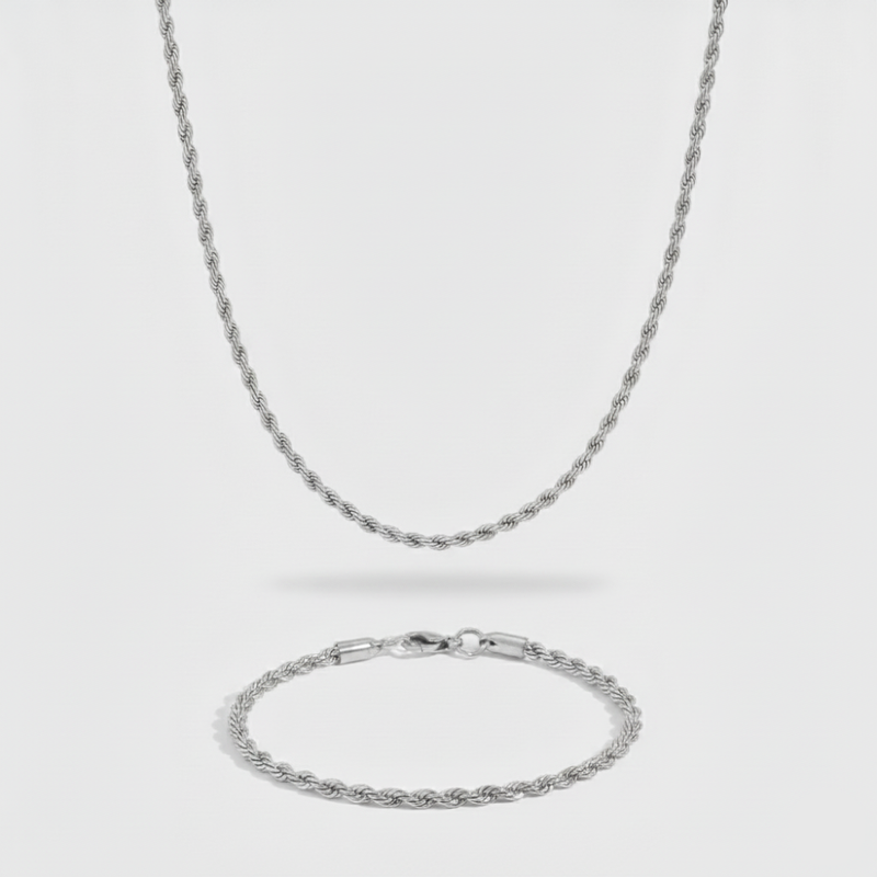 3mm Rope Chain + Bracelet Stack