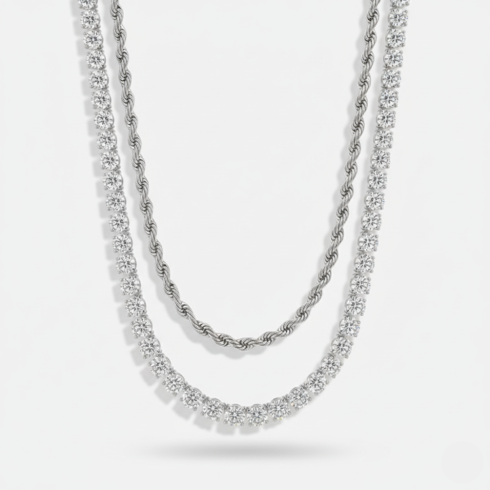 5mm Tennis + 5mm Rope Chain Set