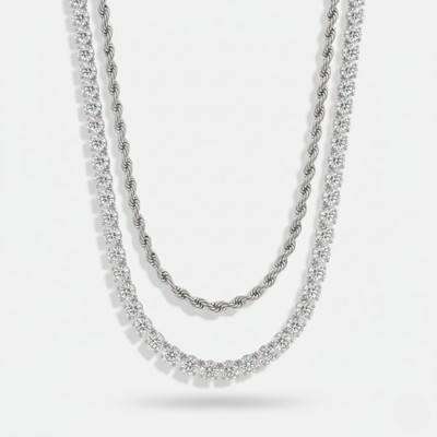 5mm Tennis + 5mm Rope Chain Set