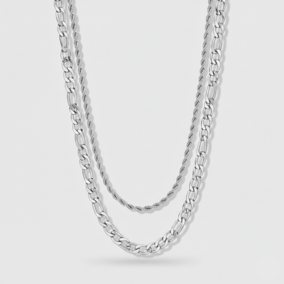 5mm Figaro + 3mm Rope Chain Stack