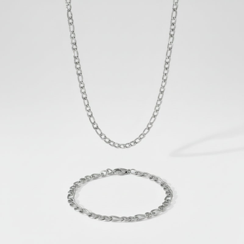 5mm Figaro Link Chain + Bracelet Stack