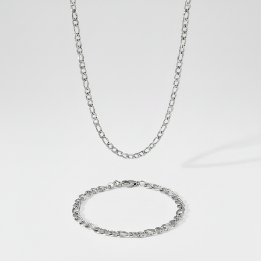 5mm Figaro Link Chain + Bracelet Stack