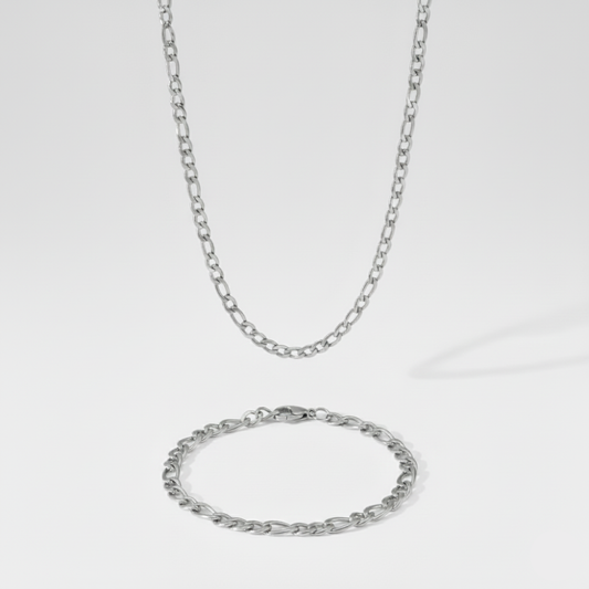 5mm Figaro Link Chain + Bracelet Stack