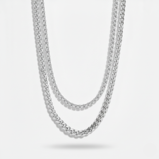 6mm Miami Cuban Link + 5mm Tennis Chain Stack
