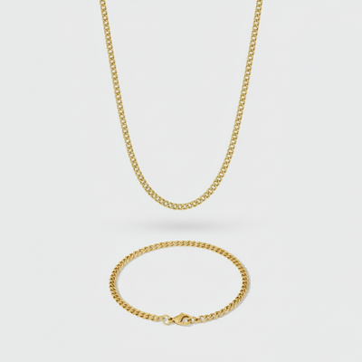 3mm Micro Cuban Link Chain + Bracelet Stack