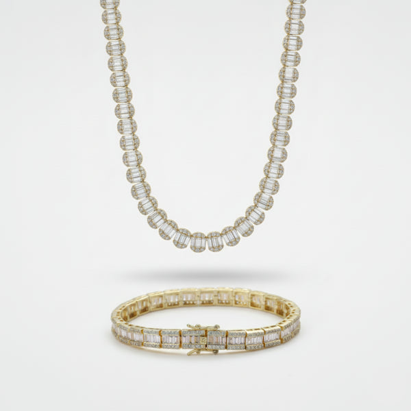 7mm Baguette Cluster Chain + Bracelet Stack