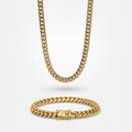 9mm Miami Cuban Link Chain + Bracelet Stack