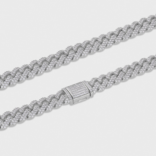 12mm Prong Set Cuban Chain + Bracelet Stack